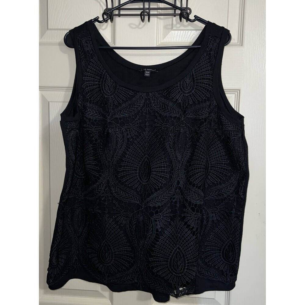 Lane Bryant Womens Size 18/20 Top Black Lace Overlay Sleeveless Casual Career